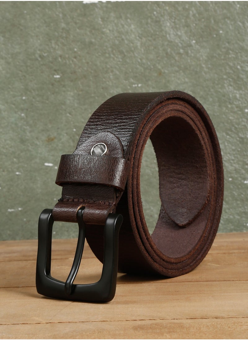 TEAKWOOD Real Genuine Leather Brown Casual Belt for Men  - Image 1