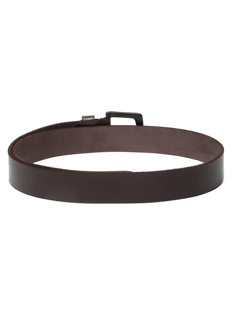 Teakwood Dark brown Teakwood Genuine Leather Belt for Men | Deep Brown Textured Casual & Formal Belt | Matte Black Pin Buckle | Adjustable Size | Durable Premium Finish | Ideal for Jeans, Trousers & Daily Wear for Men | Best Price UAE