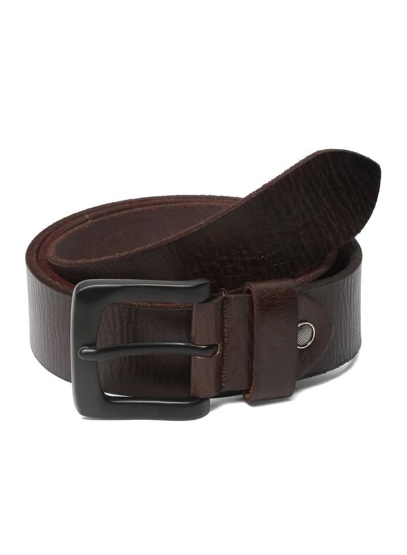 Teakwood Dark brown Teakwood Genuine Leather Belt for Men | Deep Brown Textured Casual & Formal Belt | Matte Black Pin Buckle | Adjustable Size | Durable Premium Finish | Ideal for Jeans, Trousers & Daily Wear for Men | Best Price UAE