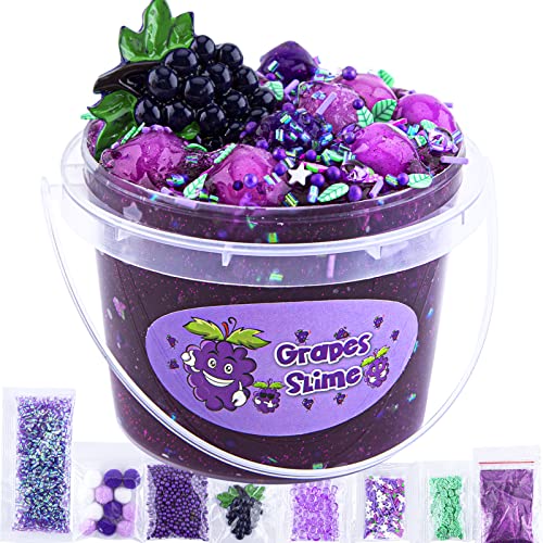 LAWOHO Clear Slime for Kids Purple Grape Slime Kit for Girls Boys Age 812 Crunchy Slime with Jelly Cubes Non Stick Slimes with 8 Packs Cute Add Ins Kids Party Favors Birthday - Image 1
