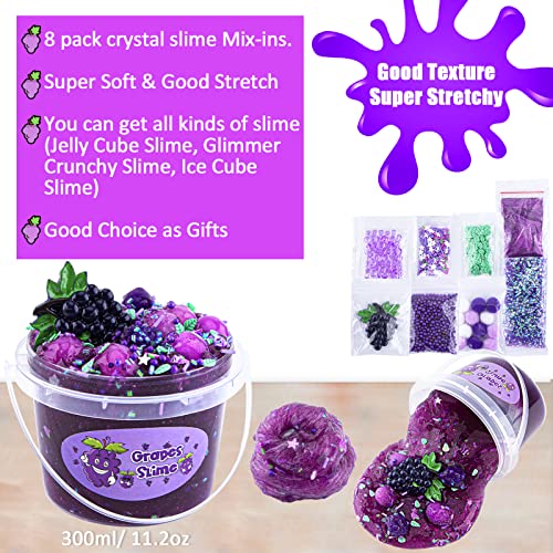 LAWOHO Clear Slime for Kids Purple Grape Slime Kit for Girls Boys Age 812 Crunchy Slime with Jelly Cubes Non Stick Slimes with 8 Packs Cute Add Ins Kids Party Favors Birthday - Image 5
