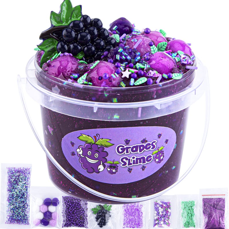 LAWOHO Clear Slime for Kids Purple Grape Slime Kit for Girls Boys Age 812 Crunchy Slime with Jelly Cubes Non Stick Slimes with 8 Packs Cute Add Ins Kids Party Favors Birthday - Image 3