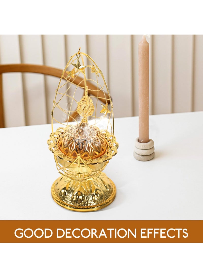 SYOSI موقد بخور SYOSI، موقد بخور على شكل هلال، حامل بخور داخلي للعلاج بالروائح، صندوق حرق العود للمسجد/المنزل/المكتب (ذهبي) - Image 5