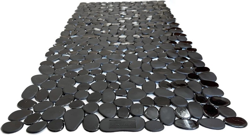 Tike Smart “Pebbles” Non-Slip Bathtub/Shower Mat 27.5”x14” Rectangular, Non-Toxic, Safe, Clean, Machine-Washable, Superior Grip & Drainage, Vinyl, for Smooth Floors ONLY, Opaque Black - Image 1