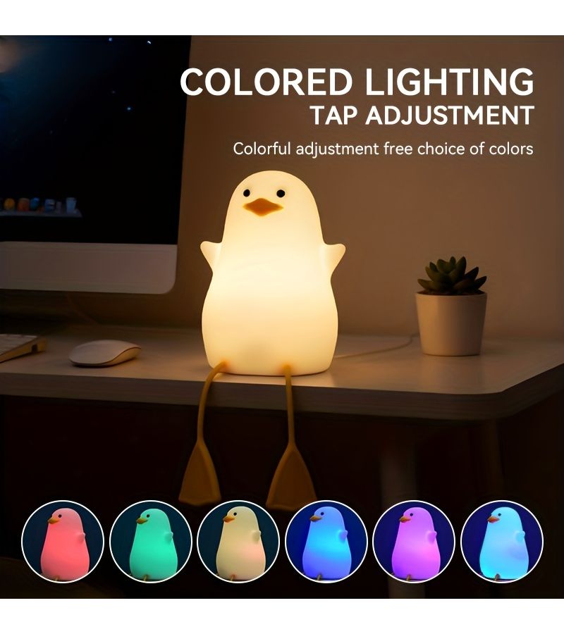 Yellow Billed Duck Rechargeable Night Light Funny Little Gull Flickering Stand - Image 3