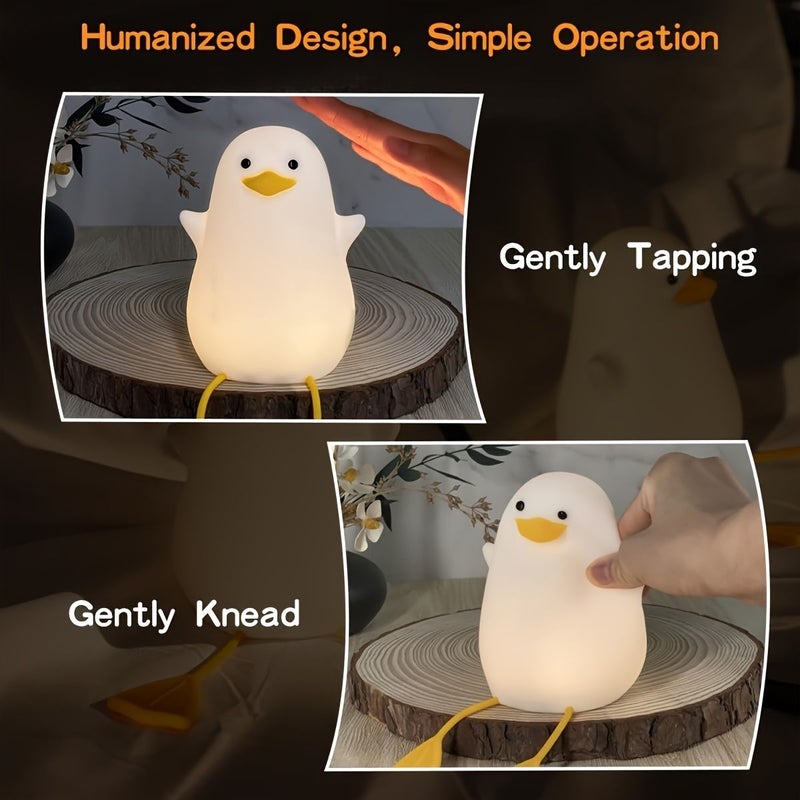 Yellow Billed Duck Rechargeable Night Light Funny Little Gull Flickering Stand - Image 5
