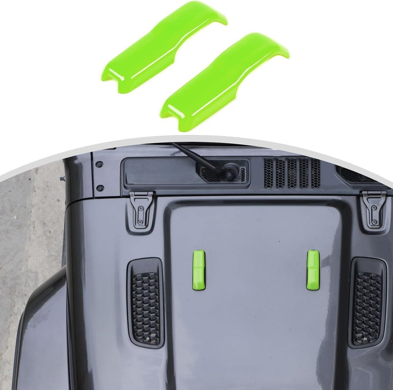 CheroCar JL Engine Hood Hinge Cover Decoration Cover Stickers Rec Exterior Accessories for Jeep Wrangler JL 2018 (Light Green) - Image 1