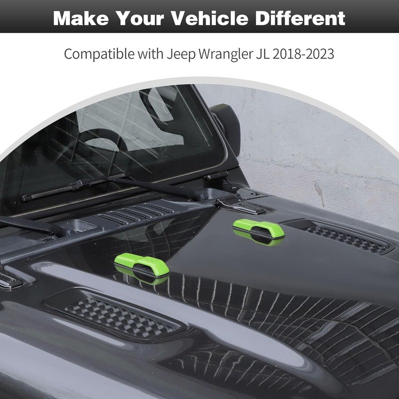 CheroCar JL Engine Hood Hinge Cover Decoration Cover Stickers Rec Exterior Accessories for Jeep Wrangler JL 2018 (Light Green) - Image 2