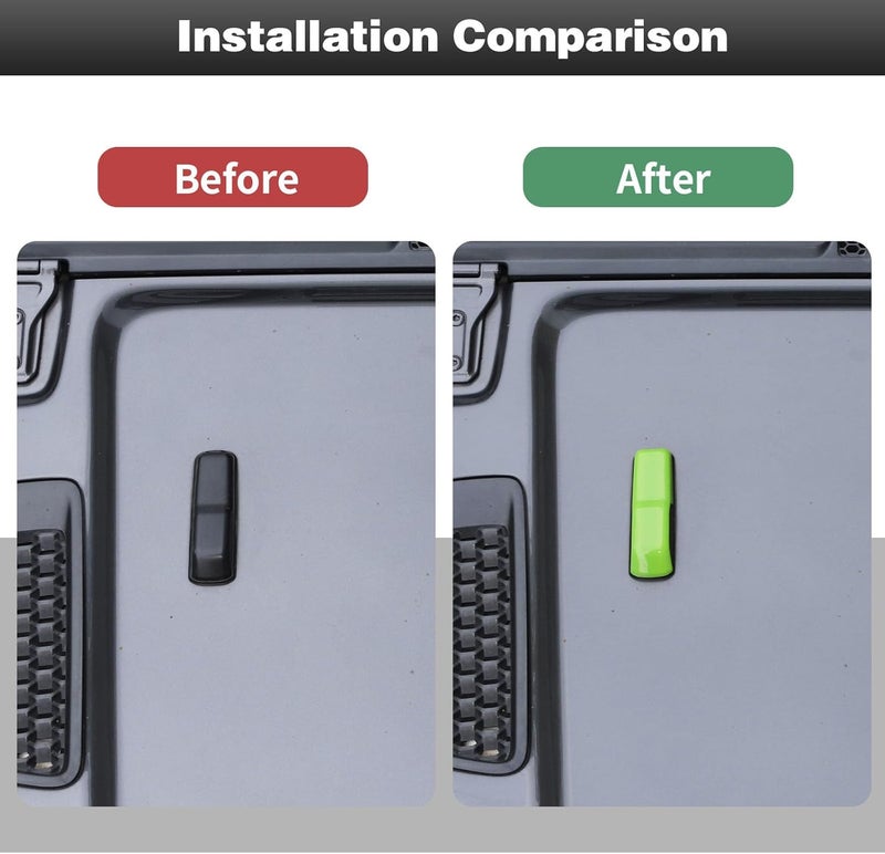 CheroCar JL Engine Hood Hinge Cover Decoration Cover Stickers Rec Exterior Accessories for Jeep Wrangler JL 2018 (Light Green) - Image 5