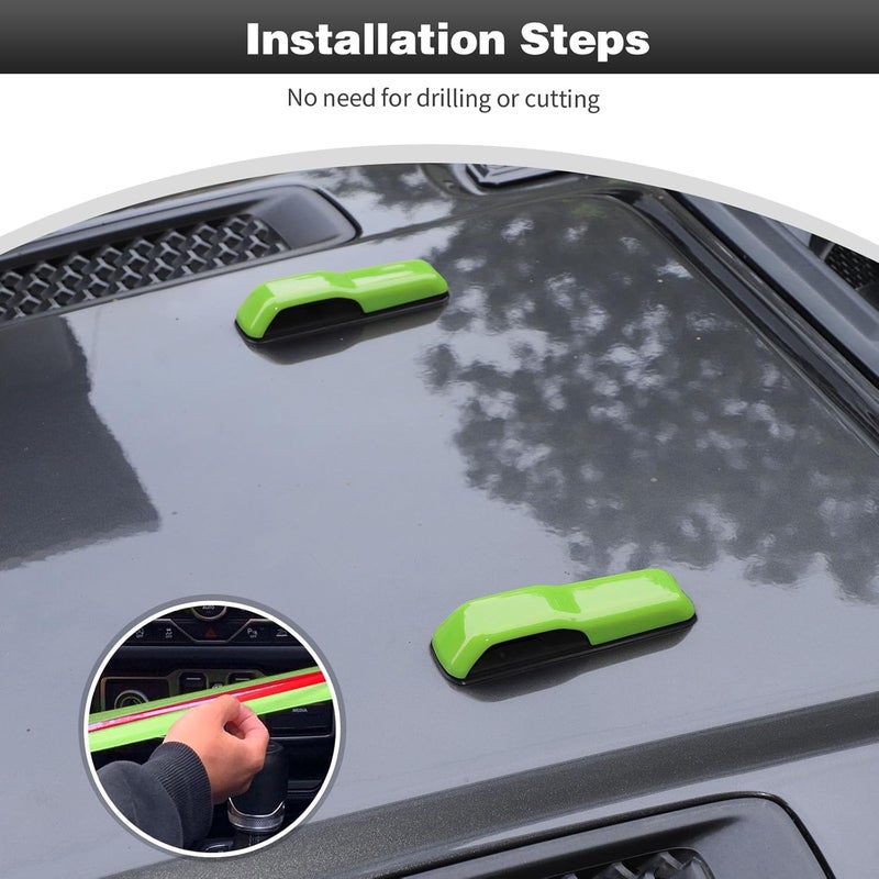 CheroCar JL Engine Hood Hinge Cover Decoration Cover Stickers Rec Exterior Accessories for Jeep Wrangler JL 2018 (Light Green) - Image 4