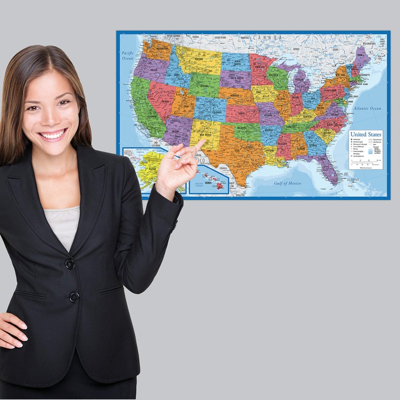 Palace Learning Laminated USA Map - 18" x 29" - Wall Chart Map of The United States of America - Made in The USA - Updated (Laminated, 18" x 29") - Image 4