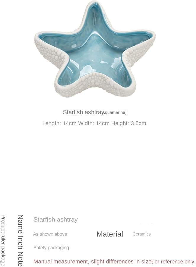 Blue Starfish Ashtray Creative Anti Fly Ash Ceramic Ornament Nordic INS Style Living Room Storage Jar - Image 5