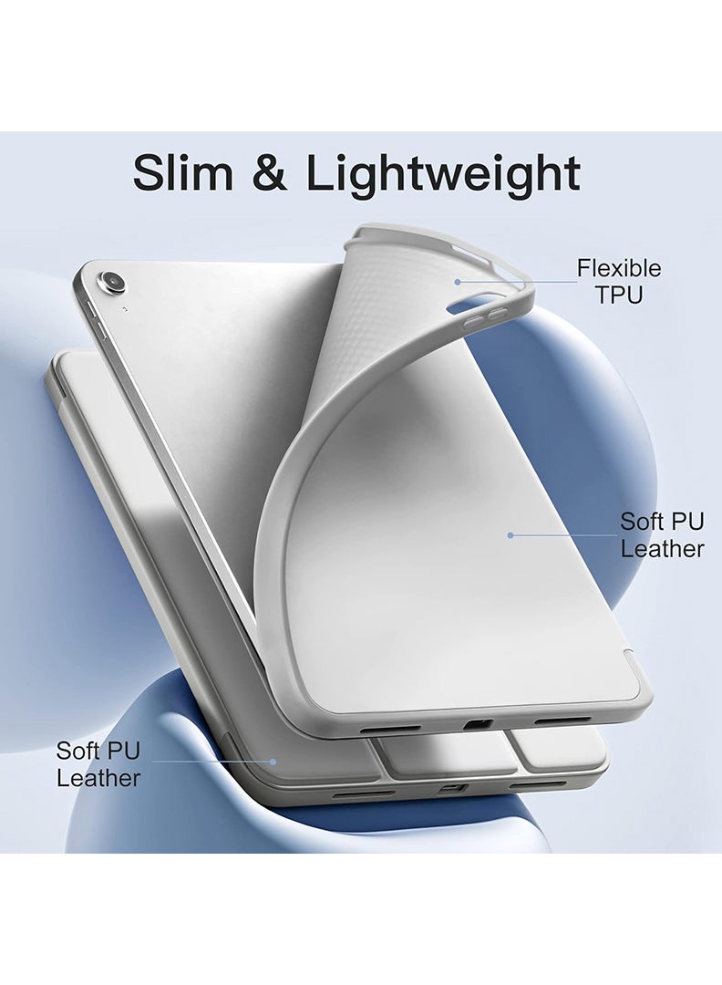 Theodor Compatible with iPad 10th Generation Case 10.9 Inch 2022 with Pencil Holder, Slim Trifold Stand Protective Cover with Soft TPU Back for iPad Case 10th Generation, Auto Sleep/Wake Light Grey - Image 4