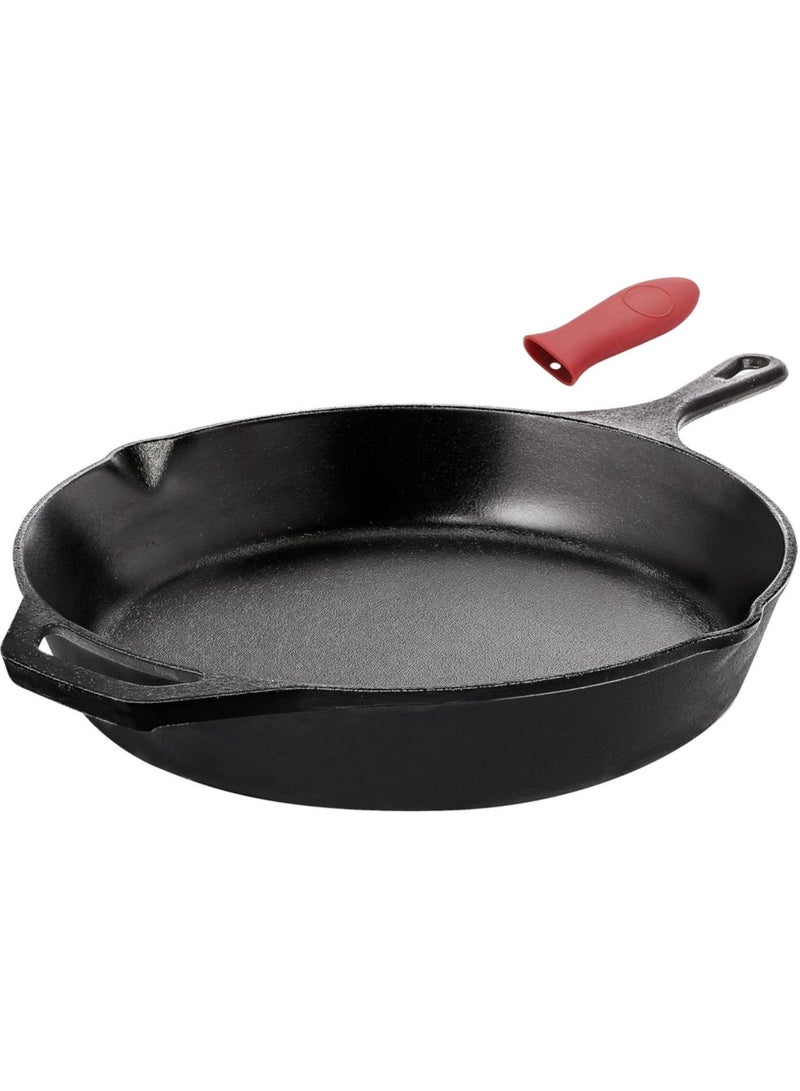 توريسيك مقلاة مطبخ من الحديد الزهر مقاس 12 بوصة، مقلاة طهاة من الحديد الزهر بمقابض، مقلاة مسبقة التتبيل، أواني طهي آمنة للشواء للاستخدام الداخلي والخارجي - Image 1