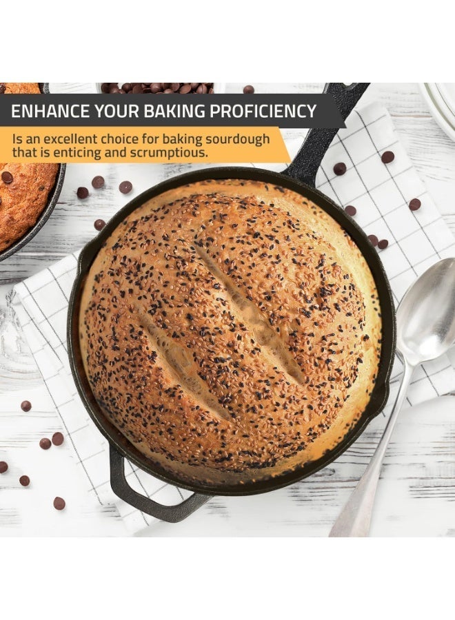 توريسيك مقلاة مطبخ من الحديد الزهر مقاس 12 بوصة، مقلاة طهاة من الحديد الزهر بمقابض، مقلاة مسبقة التتبيل، أواني طهي آمنة للشواء للاستخدام الداخلي والخارجي - Image 4