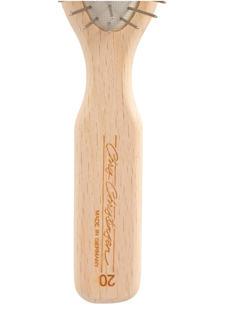 Chris Christensen 20 mm Little Wonder Pin Dog Brush Original Series Groom Like a Professional Stainless Steel Pins Lightweight Beech Wood Body Ground and Polished Tips For in the ring touch up  - Image 2