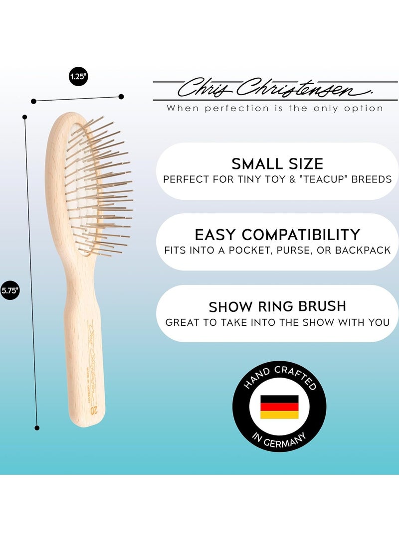 Chris Christensen 20 mm Little Wonder Pin Dog Brush Original Series Groom Like a Professional Stainless Steel Pins Lightweight Beech Wood Body Ground and Polished Tips For in the ring touch up  - Image 4