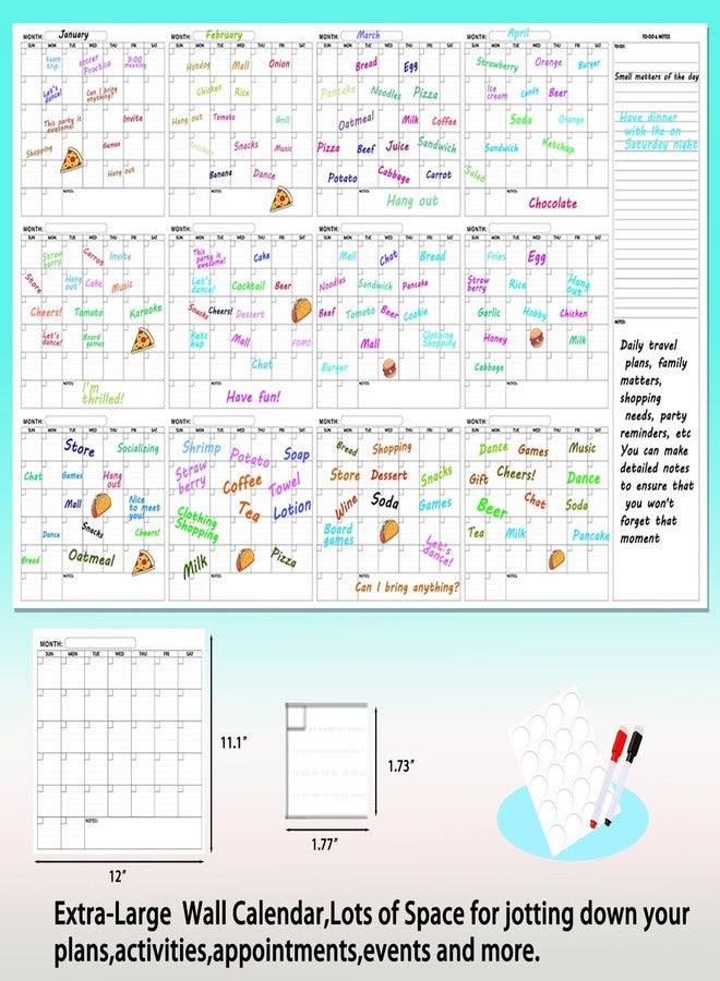 Dayvorax Large Dry Erase Calendar for Wall - 12-Month Undated Wall Calendar Dry Erase, 34" x 58", Reusable Laminated Calendar Max with Stickers, Great Layout Dry Erase Wall Calendar for Home, Office and School - Image 5
