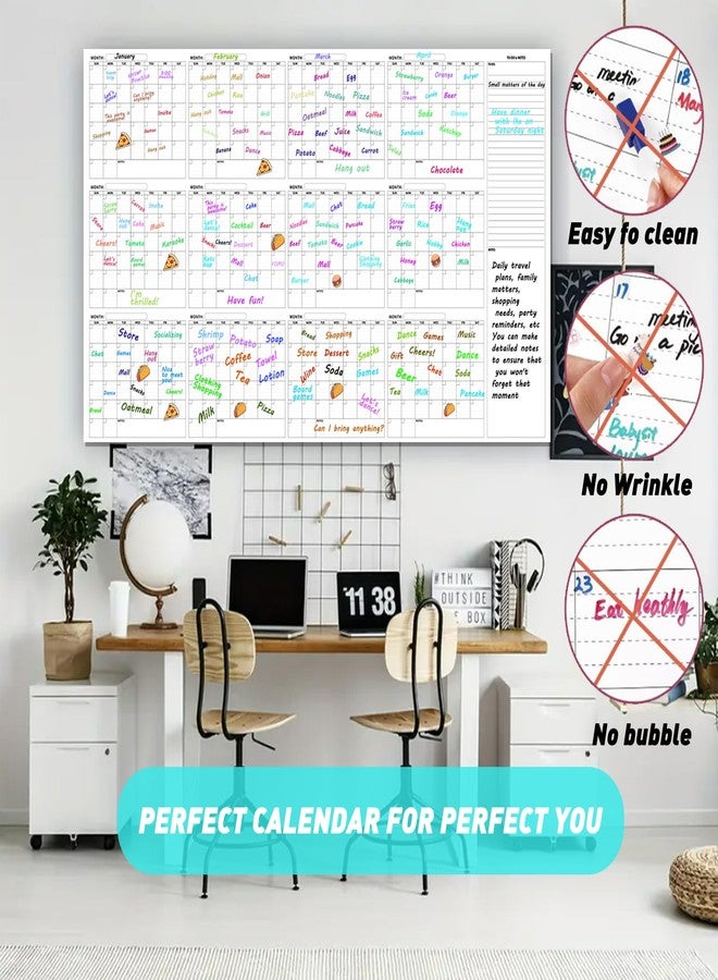 Dayvorax Large Dry Erase Calendar for Wall - 12-Month Undated Wall Calendar Dry Erase, 34" x 58", Reusable Laminated Calendar Max with Stickers, Great Layout Dry Erase Wall Calendar for Home, Office and School - Image 4