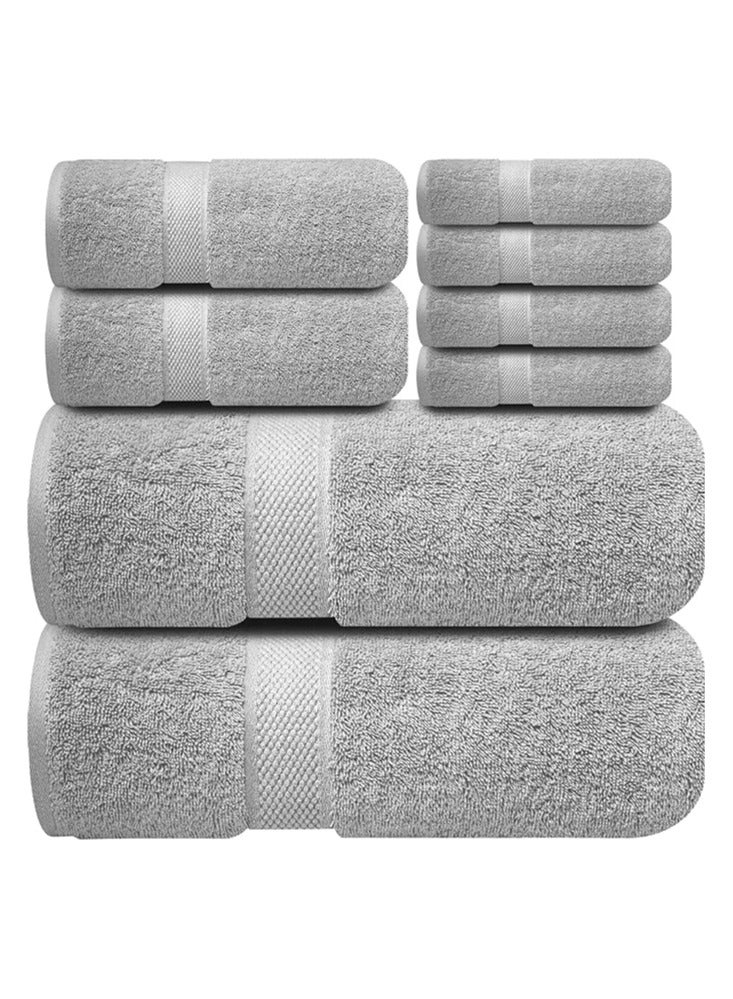 COMFY 8 PIECE GREY 600GSM COMBED COTTON HIGHLY ABSORBENT HOTEL QUALITY TOWEL SET - Image 1