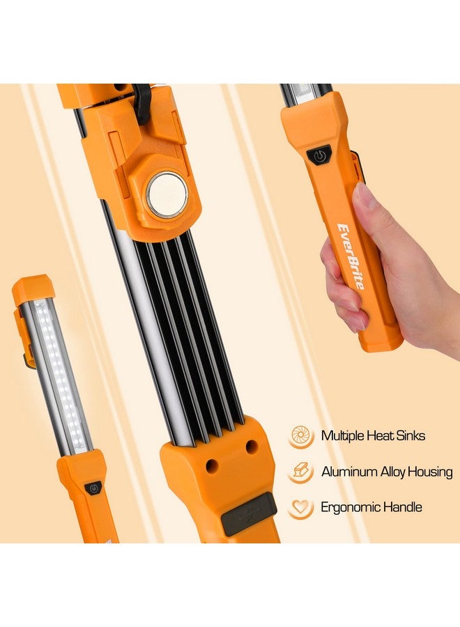 مصباح عمل LED EverBrite 1000LM، مصباح عمل قابل لإعادة الشحن للميكانيكيين مع قواعد مغناطيسية مزدوجة وخطافات تعليق، 4 أوضاع إضاءة، كابل USB C، لإصلاح السيارات والعمل والأعاصير، عبوة من قطعة واحدة