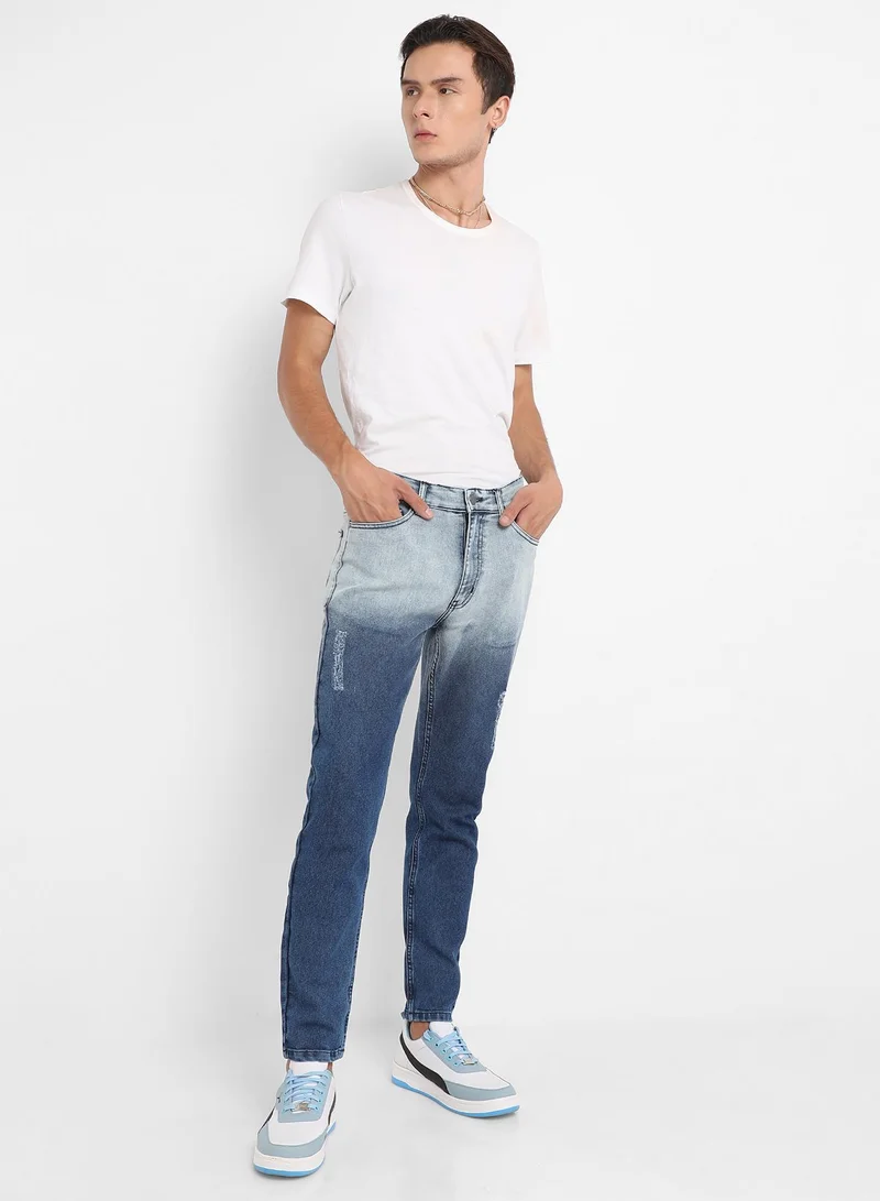 CAHOOT  Men's Blue Contrast Ombre Denim Jeans for Men | Best Price UAE