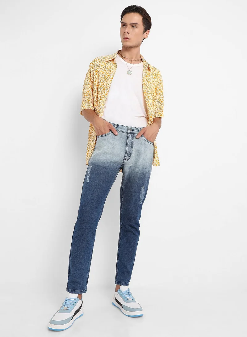 CAHOOT  Men's Blue Contrast Ombre Denim Jeans for Men | Best Price UAE