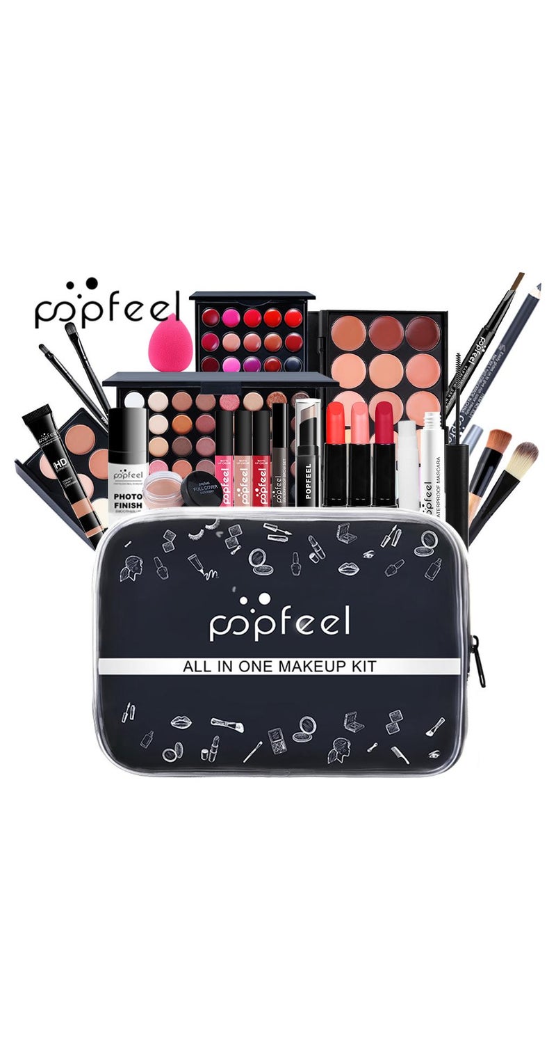 popfeel Professional Makeup Kit for Women Full Kit, Makeup Set Cosmetic Make Up Kit with Makeup Bag Include Eyeshadow Palette Makeup Brushes Set Lipstick Lip Gloss Foundation Concealer 25 Pcs Set - Image 1