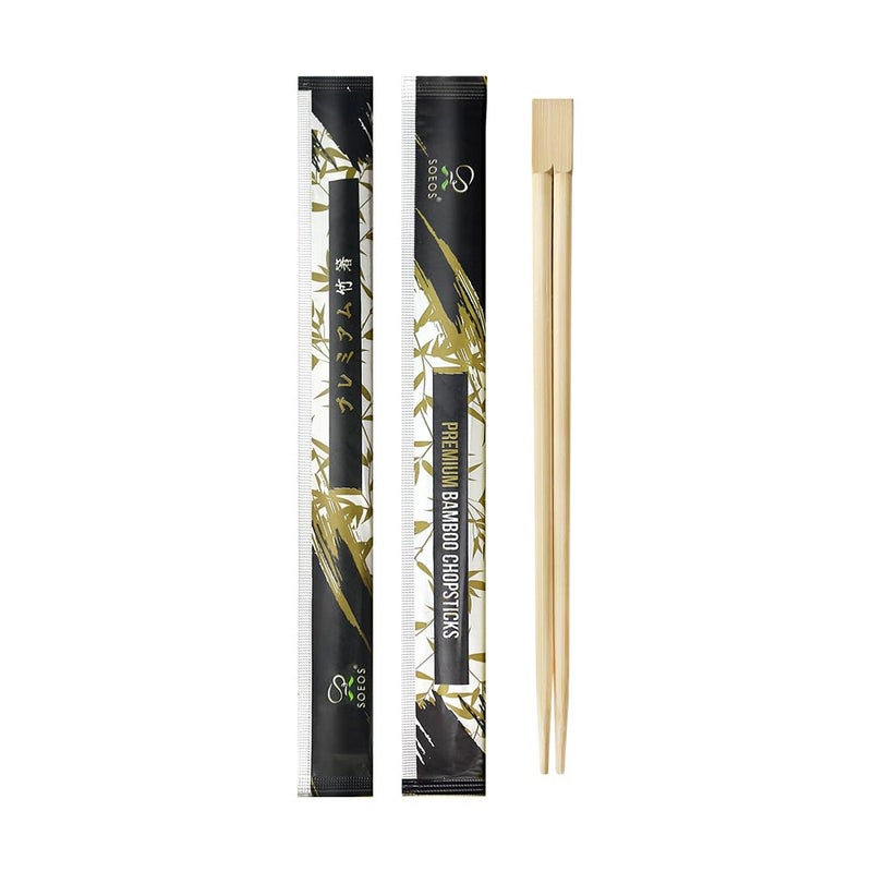Soeos 100 Disposable Chopsticks Bulk - Natural Wooden Chopsticks & Bamboo Chopstick for Sushi, Takeout, Party - Splinter-Free, Individually Wrapped Single-Use Chopstick (Approx.100 Pairs) - Image 2