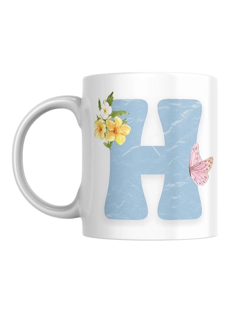 Floral Butterfly Alphabet Coffee Mug, Select Your Alphabet Letter, Gift for Women, Wife, Sister, Niece, Grandma, Friend (H)