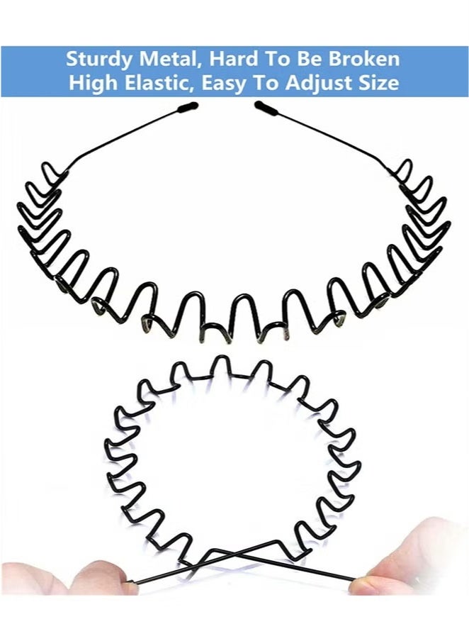 Metal Hair Bands for Men Women's Headbands, Unisex Black Wavy Spring Sports Headband for Men's Hair Band Hoop Clips Women Accessories Simple Elastic Non Slip Wide Headwear Bandeau Outdoors  - Image 5