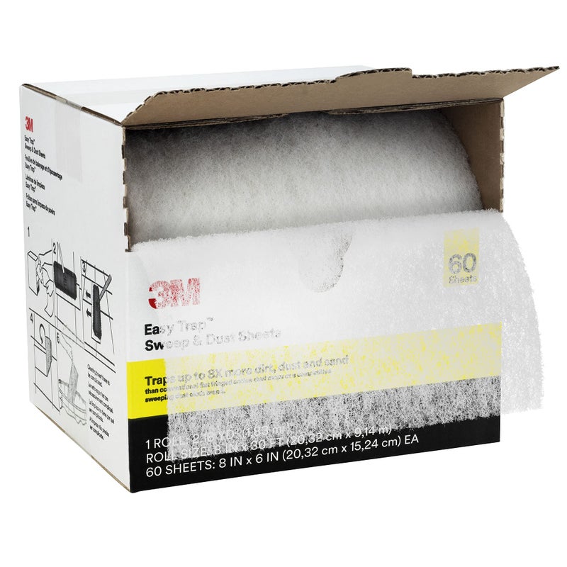 3M Easy Trap Sweep and Dust Sheets 1 Roll of 60 8 x 6 Sheets Disposable Easy Sweep Floor Duster Picks Up 8x More Dirt Dust Sand Hair Works on Dry or Wet Surfaces Hardwood Floors 59152W - Image 3