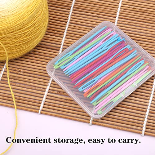 LUNARM 50PCS Plastic Sewing Needles, Large Eye Plastic Yarn Needles with Box, 7cm/2.76inch Plastic Needles for Yarn and Craft Plastic Sewing Needles for DIY Sewing Handmade Crafts - Image 5