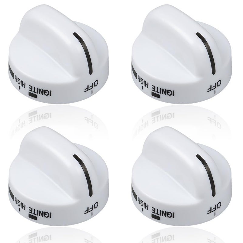 Reyhoar Range Burner Knob White 8273104, Gas Stove Knob Replacement Part Fit for Whirlpool & Sears - Replaces WP8273104 PS393679-4 Pack - Image 1