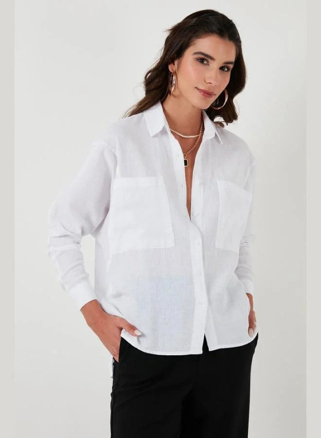 Lela Lela Women's Shirt with Back Window Detail, Double Pockets, 100% Cotton, Relaxed Fit, SHIRT 51444591