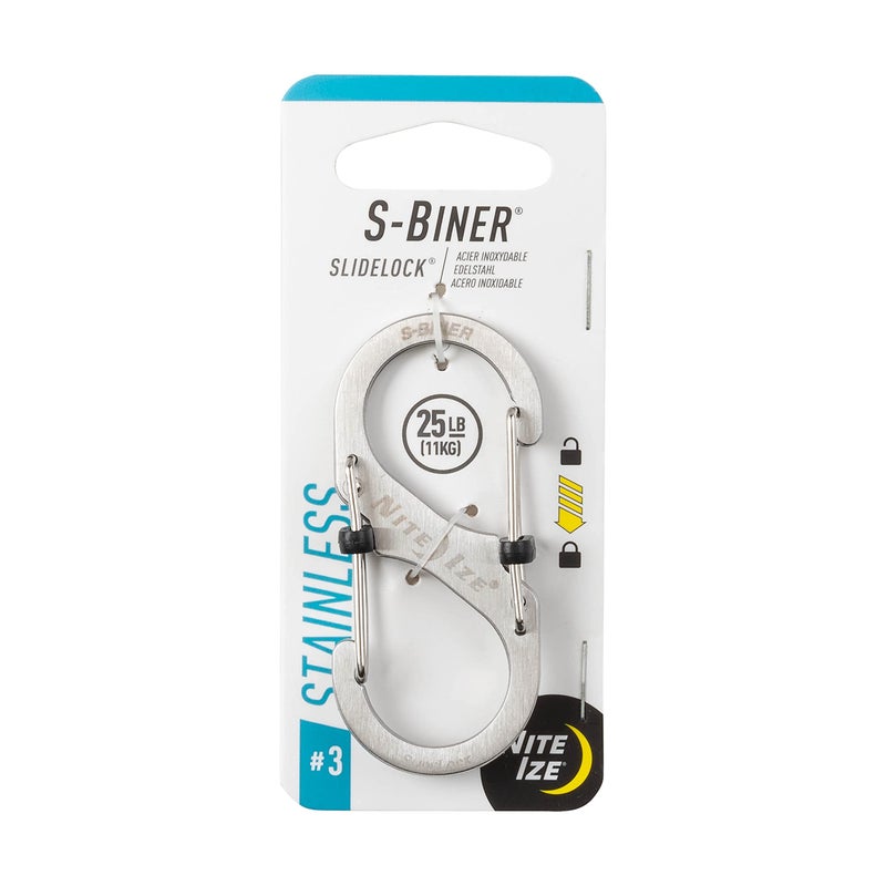 Nite Ize Size3 SBiner SlideLock Dual Carabiner Locking Gates Stainless Steel - Image 2