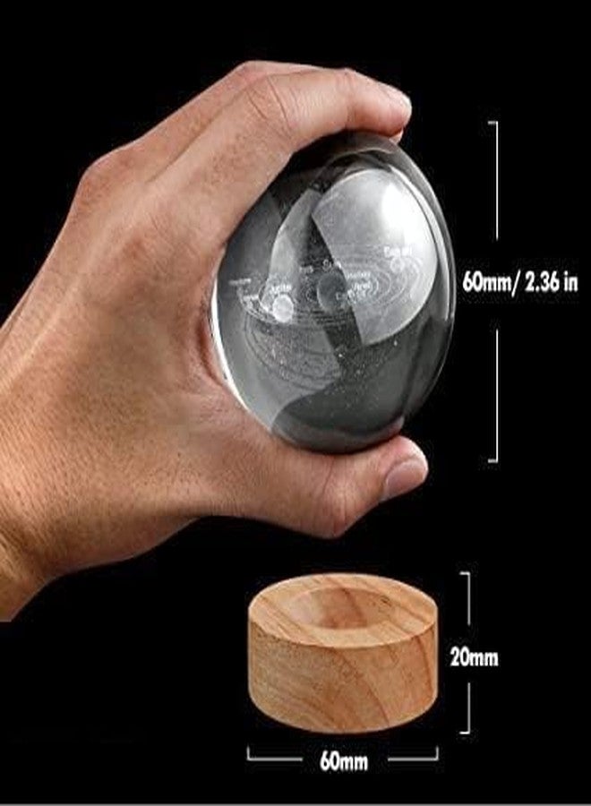 StonSell™ 3D Crystal Globe Lamp Creative Engraved Crystal Ball Night Light USB Table LED Wooden Crystal Ball for Home Office Decoration Birthday Gift Adults (Warm White) (Planet) - Image 5