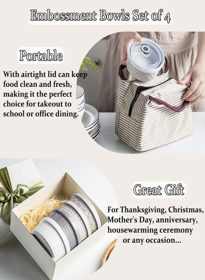 MISSYSSIM Ceramic Small Baking Dishes for Oven, 12oz Meal Prep Containers Charcuterie Bowls with Lids, Creme Brulee Ramekins Set, Pudding Custard Cups Fruit Souffle Bowls Set of 4, Grey Ripple - Image 3