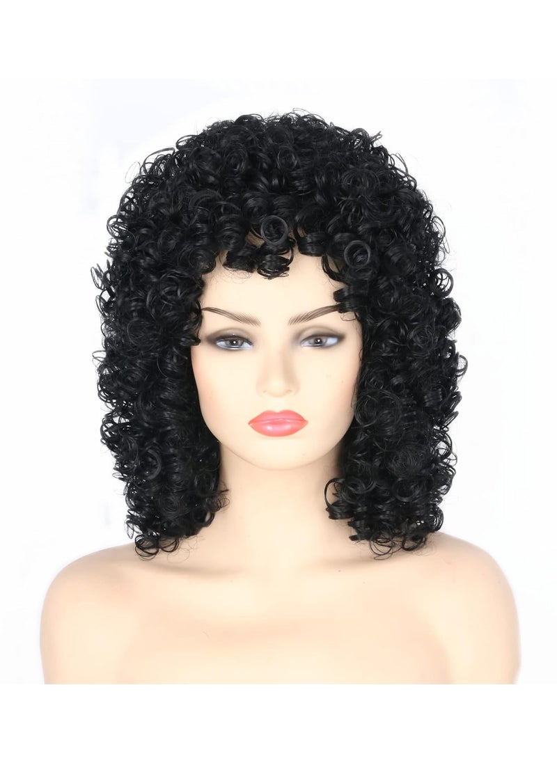 Topcosplay Womens Short Curly Wigs for Black Women Afro Kinky Curls Synthetic Wig for African American Women Black 