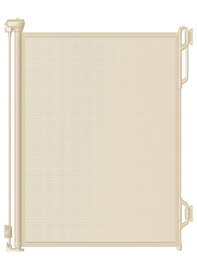 SPACEANY Retractable Safety Baby Gate or Mesh Dog Gate,Durable Portable Mesh Retractable Gate,Easy to Use for Stairs, Doorways, Hallways, Indoor, Outdoor, 33.5" Tall, Up to 45" Wide, Cream - Image 1