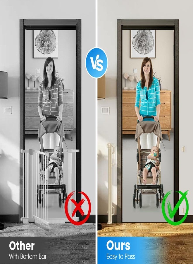 SPACEANY Retractable Safety Baby Gate or Mesh Dog Gate,Durable Portable Mesh Retractable Gate,Easy to Use for Stairs, Doorways, Hallways, Indoor, Outdoor, 33.5" Tall, Up to 45" Wide, Cream - Image 3