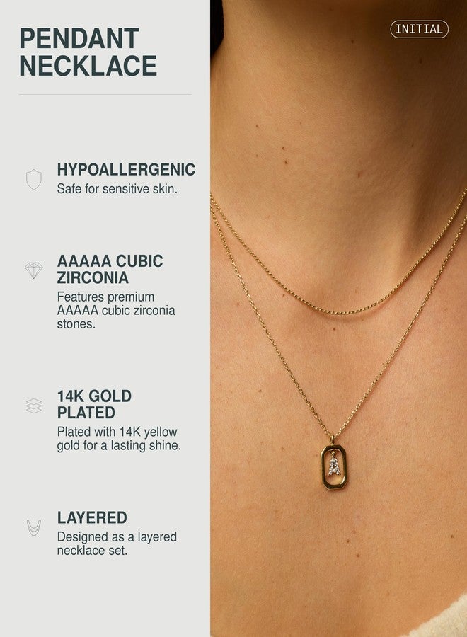 PAVOI CZ Initial Letter Singapore Pendant Layered Necklace, Yellow Gold, A - Image 2