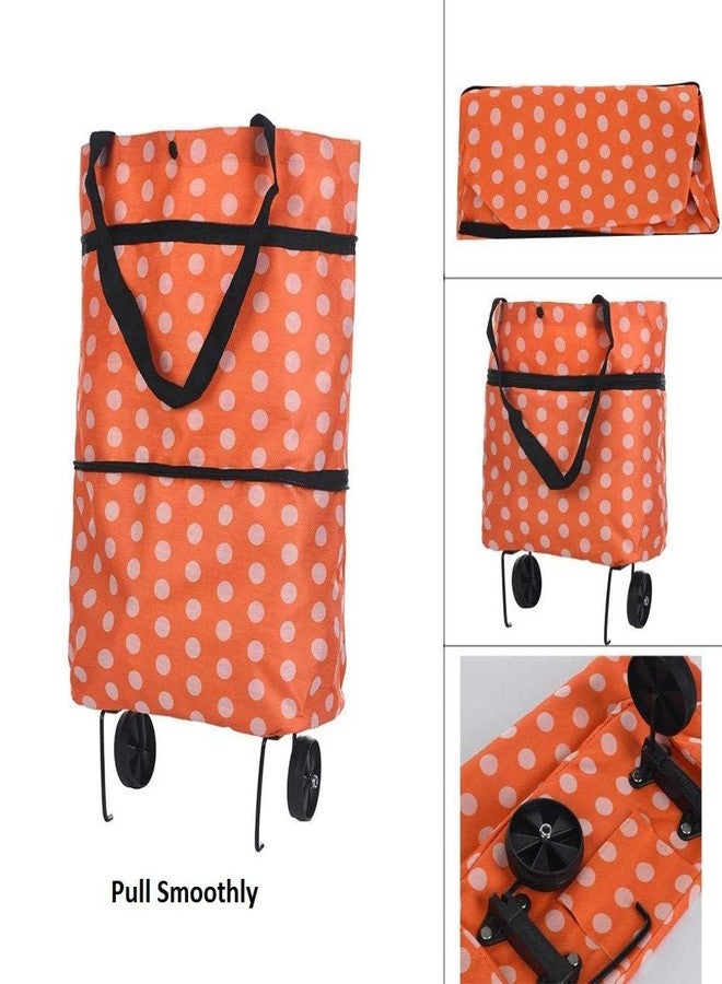 Bluwings Polyester Travel Luggage Bag Shopping Trolley Handbag for Grocery Vegetable and Clothing with Folding Wheel (Orange) - Image 3