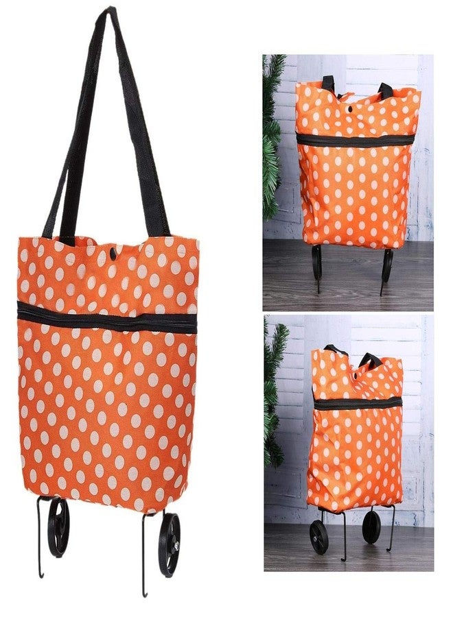 Bluwings Polyester Travel Luggage Bag Shopping Trolley Handbag for Grocery Vegetable and Clothing with Folding Wheel (Orange) - Image 4