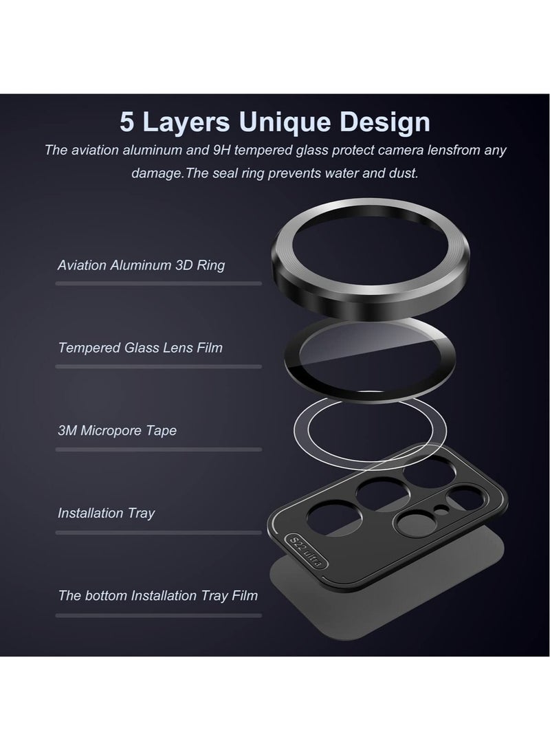 ELTRAZONE 2-Pack [6+4 ]  Samsung Galaxy S22 Ultra Camera Cover Lens Protector, Aluminum Alloy + Tempered Glass Camera Lens Protector - Image 2