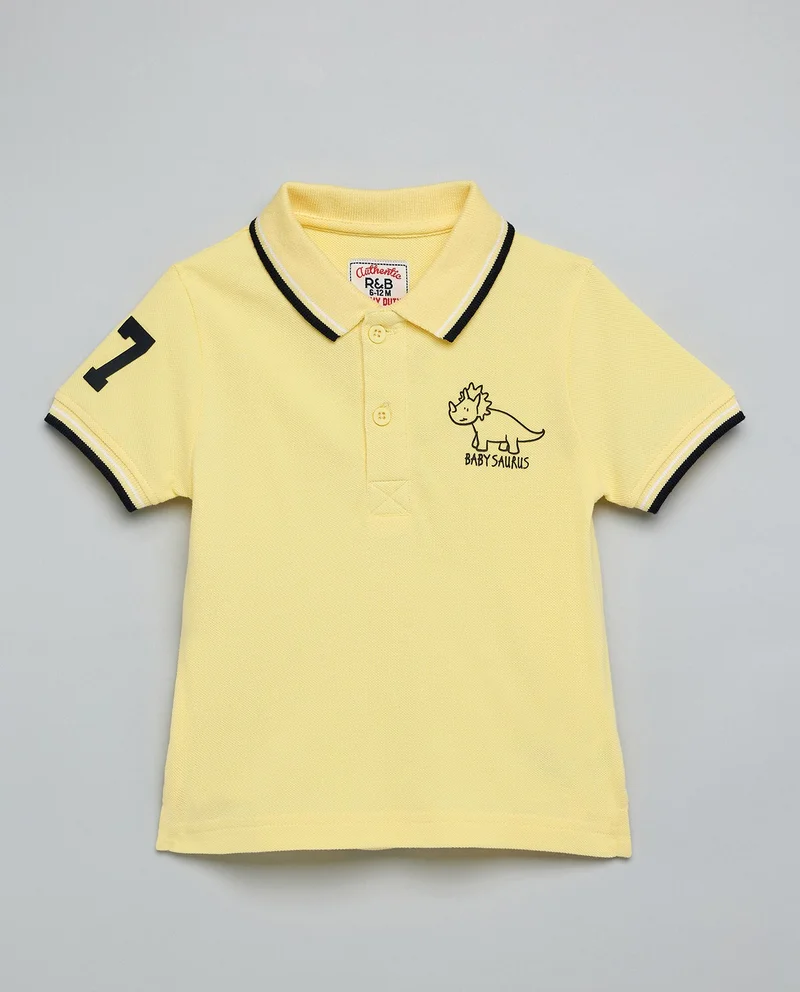 أر أند بي Printed Polo T-Shirt with Short Sleeves