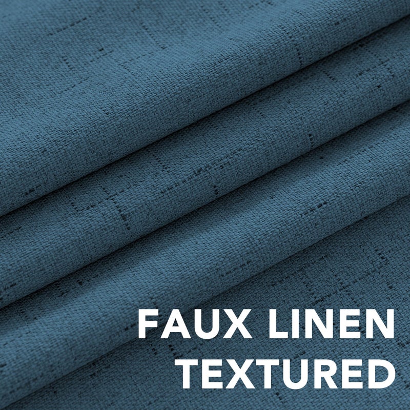 H.VERSAILTEX Linen Blackout Curtains Durable Thick Textured Linen Look 100% Blackout Patio Door Curtain Anti Rust Grommet Extra Wide Sliding Door Curtain Panel  Blue Sapphire  W100 x L96 inch - Image 4