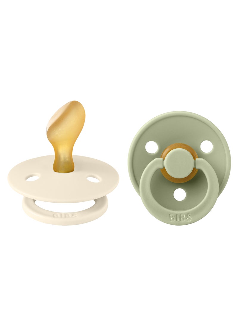 BIBS Pacifier Colour 2 PACK Latex Size 2 Anatomical Ivory/Sage  - Image 2
