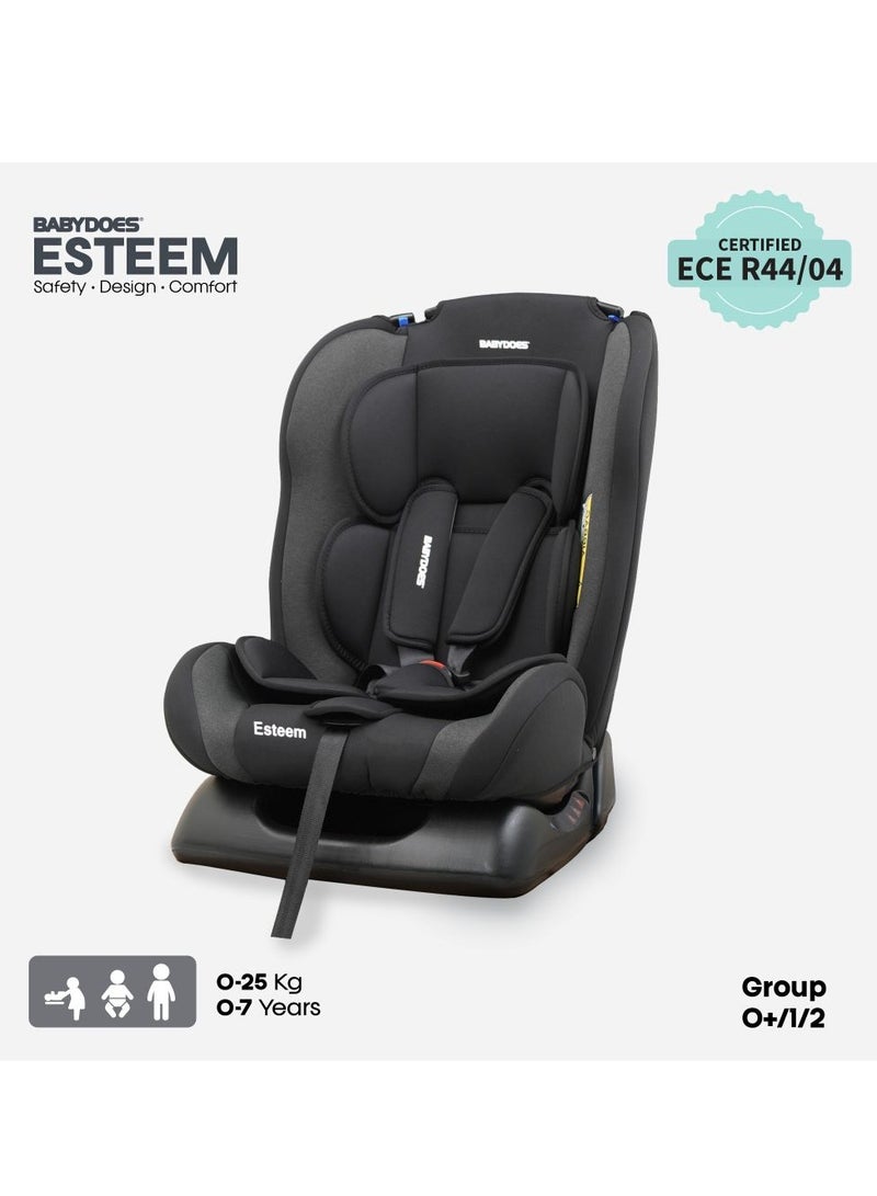 BABYDOES ESTEEM - Baby/Infant/Kids Travel Car Seat, Group 0+1+2, Rearward/Forward Facing, 4x Reclining, Padded Seat, 0- 7 Years (Upto 25 kg) - Black - Image 1