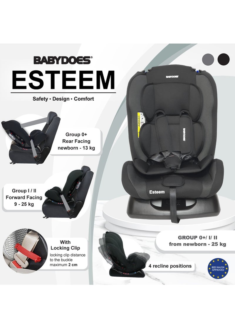 BABYDOES ESTEEM - Baby/Infant/Kids Travel Car Seat, Group 0+1+2, Rearward/Forward Facing, 4x Reclining, Padded Seat, 0- 7 Years (Upto 25 kg) - Black - Image 2